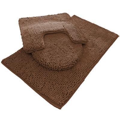 China Luxury Chenille Durable Bathroom Covers Water Absorption Mat Set Bathroom Solid 2 Piece Bath Chenille for sale