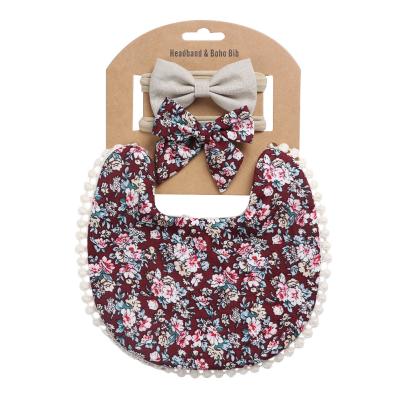 China Wholesale Floral Design Cotton Viable Baby Bibs Customized for sale