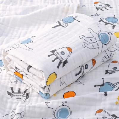 China Anti-pilling 2021 Soft Cotton Customize 6 Layer Baby Wrap Muslin Blanket Kids Blanket for sale