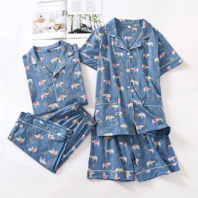 China 2020 Summer Pattern Breathable Chiffon Nice Cotton Pajamas Women Material for sale