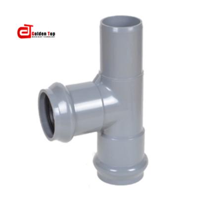 China Factory selling regular cheap price two tap and one insert tee din with plastic rubber ring 200mm PVC pipe fitting equal for sale