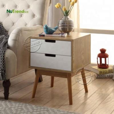 China MDF painted wood fancy nightstand bedside table with 2 drawers for sale