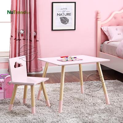 China Latest modern wooden kids table and chair set for study use for sale