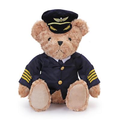 China Captain Uniform Bear Plush Stuffed Bear Plush Pilot Teddy for sale