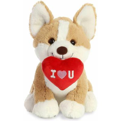 China Cute Plush Toy Stuffed Dog Plush With Heart for sale