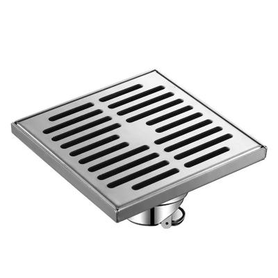 China Chrome Plated Bathroom Brass Square Floor Drain Matte Finish Design for Modern Bathroom for sale