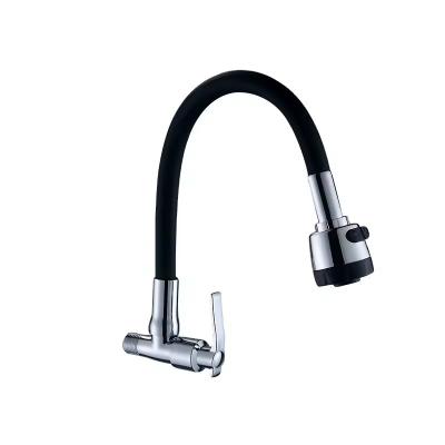 China 2024 Black Sink Faucet Single Handle Taps Blackened Zinc Body Wall Mounted Flexible Faucet for sale