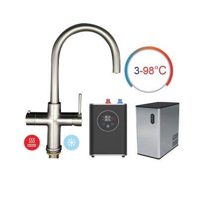 China Kitchen 5 in 1 Hot Water Cold Mixer Filtration Taps and Faucets With Boiler And Chiller Soda Maker Set for sale