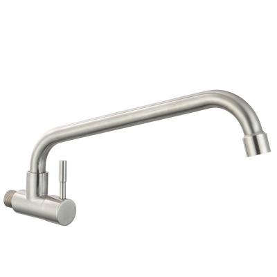 China Brushed Stainless Steel Single Cold Quick Opening Faucet for In-Wall Vegetable Basin for sale