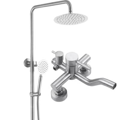 China Bestseller Metal Silver Square Built In Wall Concealed Mount Mixer Rain Shower Head And Hand Held Shower Faucet Set for sale