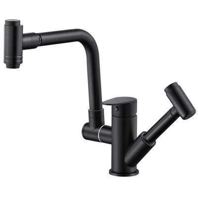 China Contemporary Style Pull Out Kitchen Faucet with Hand Sprayer in Black Stainless Steel for sale