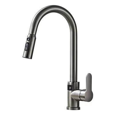 China Lizhen-Hwa.Con Kitchen Faucet Sink Single Handle Valve Copper Pull Out Spray Water Tap for sale