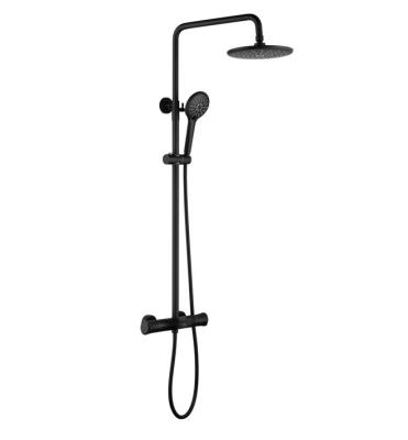 China 2023 Style Matt Black Copper Modern Bathroom Shower Set with Round Shower Head Design for sale