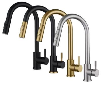 China Faucet Type Hot Cold Water Kitchen Tap Lizhen Black Gold Stainless Steel Kitchen Faucet for sale