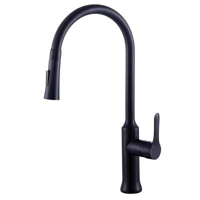 China Kitchen Sink Faucet Brass Single Handle Hot Cold Water Mixer Flexible Hose Pull Out Tap for sale