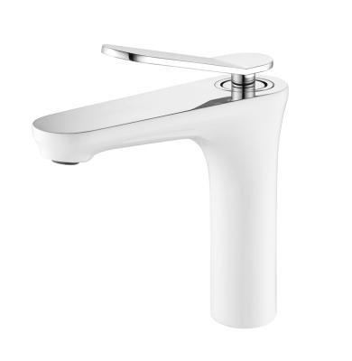 China Single Hole Bathroom Sink Faucet White Painting Single Handle for Lavatory Vanity Sink for sale