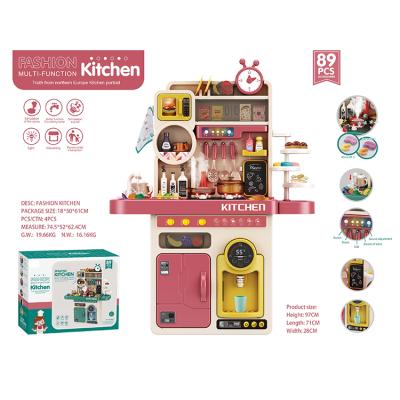 China High Quality Plastic Kids Girls Lace Wooden Furniture Cooking Play Kitchen Toy Set for sale