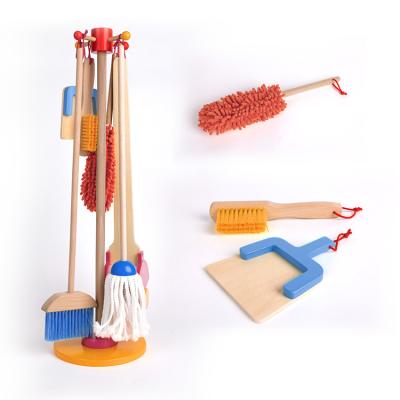 China Large Educational Wooden Cleaning Tool Toy Kids House Pretend Play Tool Toys Cleaning Toy Set for sale