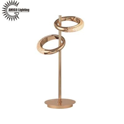 China 2021 hot sale modern home decoration portable gold plated zinc alloy ring double led household table lamp for sale