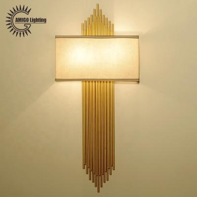 China New Design European Popular Big Gold Painting Modern Bedroom Decorative Wall Lamp for sale