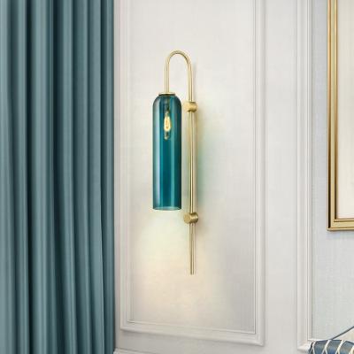 China Bedroom Modern Decorative Wall Lamp With Blue Shade for sale