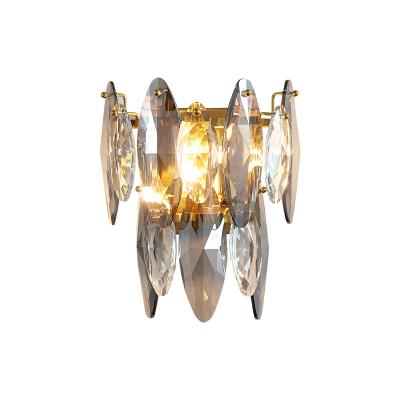 China Hot Sale Modern Wholesale Transparent Crystal Luxury K9 Decoration Indoor Energy Saving Wall Lamp for sale