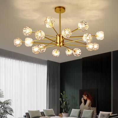 China New Fashion Design G9 Luxury Living Room Nordic Iron Gold Glass Led Modern Chandelier for sale