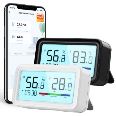 China Wifi Indoor Hygrometer Sensor de termômetro com luz de fundo Remote App Voice Alexa Google Home Digital Tuya Smart Home à venda