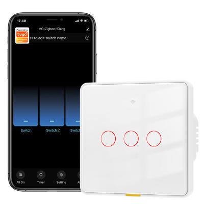 China Tuya Zigbee-Schalter ohne neutrale Leitung100-250v Sprach-App Alexa Google Home ohne Kondensator Smart Home Light Touch EU Schalter erforderlich zu verkaufen