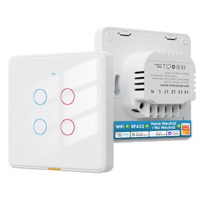 Cina Tuya Wi-Fi Switch RF433 controllo Timing Voice App Alexa, Google Home Smart Home Senza filo neutro Wi-Fi UE Switch a muro in vendita