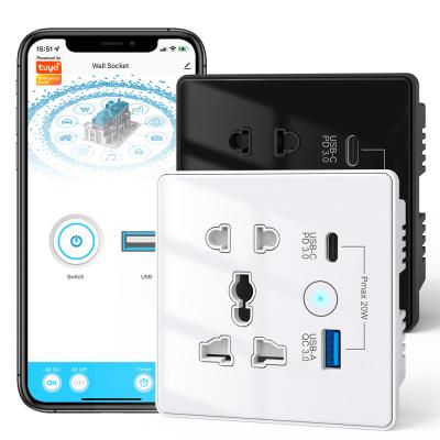 China Wifi Wall Universal Socket Type C + USB Fast Charging Voor de VS EU UK Plug APP Afstandsbediening Tuya Smart Home Automation Te koop