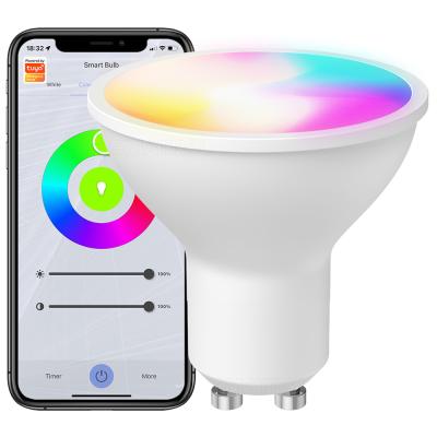 China Smart Bulb RGBCW 5W Dimmable Lamps Remote control Work with Alexa Google Home Tuya GU10 WiFi Smart Light LED Bulbs for sale