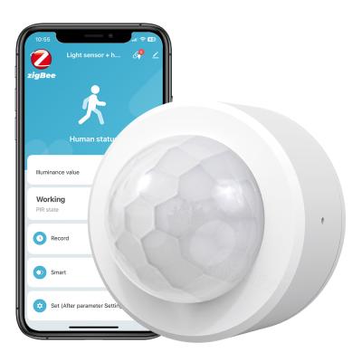 China Tuya Zigbee 3.0 PIR Detector de movimiento Sensor de luminancia 2 en 1 Sensor de alarma antirrobo de seguridad Sensor de luz inteligente en venta