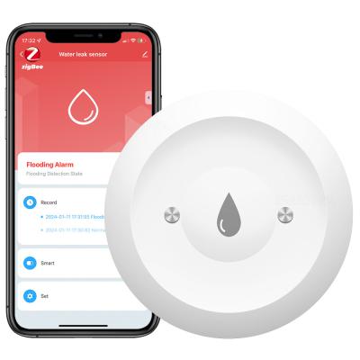 China Zigbee Wasserleckage Sensor Linkage Alarm App Wasserleckage Detektor Tuya Zigbee Wasser Immersion Sensor zu verkaufen