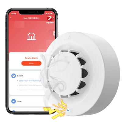 China Zigbee Smart Sensor de humo Alarma Tuya90 dB Alarma de incendio Sistema de seguridad para el hogar Detector de fuego en venta