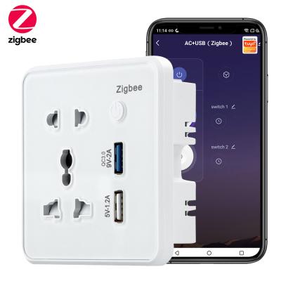 China Zigbee Wall Smart Socket Tempered Glass Quick Fast Charger 3.0 Usb Charging Timing Google Home Alexa TuyaUS EU UK Plug for sale