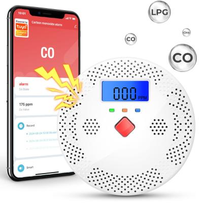 Cina Tuya Wifi Detettore di monossido di carbonio Smart Air Quality Monitor CO Sound Light Alarm Detector LCD Digital Display Home Air Quality Tester in vendita