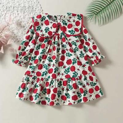 China Spring Children'S Rose Dress Long Sleeved Girls Princess Dress for sale