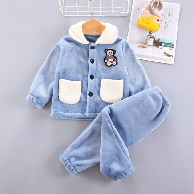 China pijamas de S de los 0.8M Flannel Khaki Children los ' fijan el desgaste casero de los pijamas de los amigos de los niños en venta