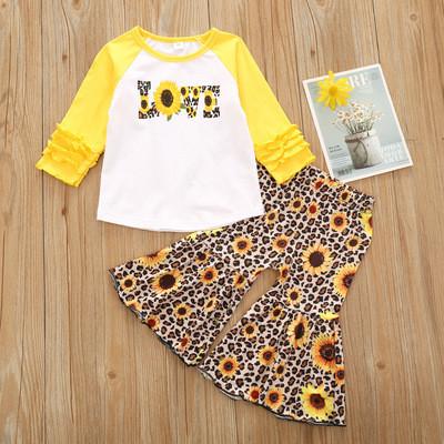 China 90cm 35in die Ausstattung Kinder stellt Polyester-langärmligen Hemd-Leopard-Druck-Anzug ein zu verkaufen