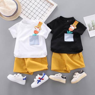 China Cotton Summer Children'S Clothing Two Piece Boys Polyester Deer Print Shirt for sale