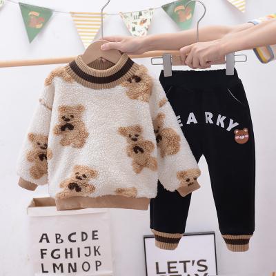 Cina Insieme in due pezzi Autumn Winter Teddy Bear Sweatshirt del cashmere del cotone dei ragazzi di 100CM in vendita