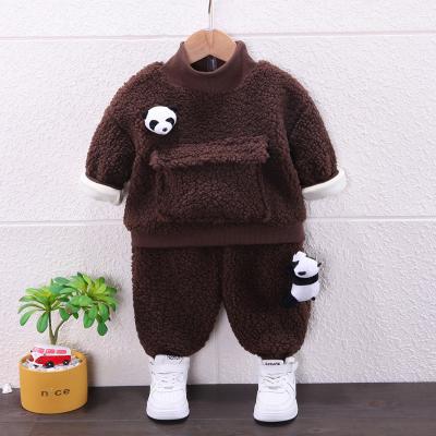 Cina panda della lana dell'agnello dell'abbigliamento dei bambini unisex di inverno di 120cm un insieme di 2 del pezzo pantaloni del maglione in vendita