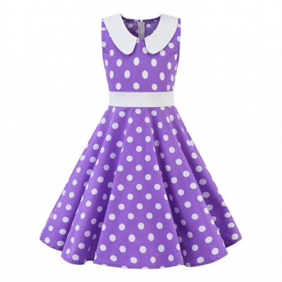 China Girls Show Skirt Polka Dot Flower Doll Collar Retro Summer Children'S Clothing for sale