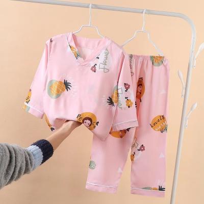 China Sistemas de los pijamas de la impresión del algodón fino del verano de los niños de los niños de seda de Homewear en venta