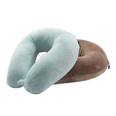 China Memory Travel Neck Pillow Memory Silk Foam With Eye Mask Neck Pillow Travel Set for sale