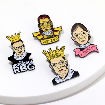 China Europe Justice Ginsburg Brooch Dress collar pin metal soft enamel pin for hats and clothes for sale