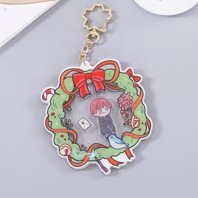 China Animation Products Etc Eco-friendly factory made Christmas holographic charms custom clear acrylic keychains with epoxy for sale