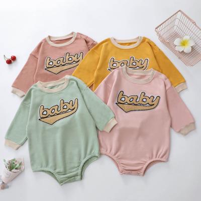 China 2022 Autumn New Baby Cotton Waffle Overalls With Bear Pattern Solid Color Newborn Clothes 0~2 Years Knitted Overalls for sale