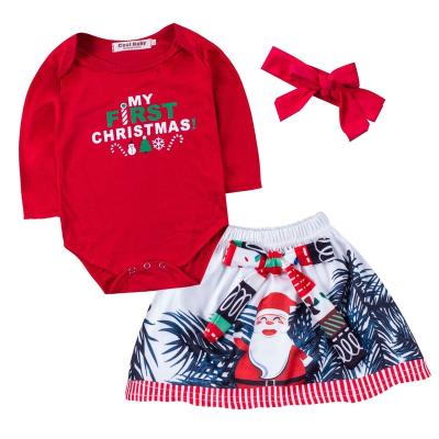 China New Festival Design My First Christmas Babies Christmas Clothes Christmas Dress Romper Teams Bowknot for sale